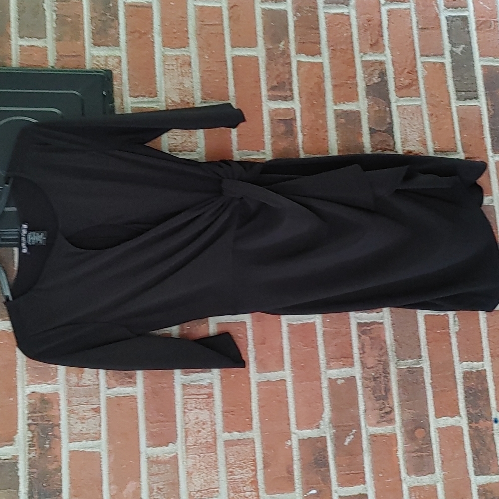 Paperdoll Faux Wrap Knotted Waist LBD Size L